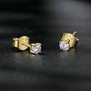 Certified .20ct. t.w. Moissanite 14kt Small Stud Gold Plated Earrings NEW